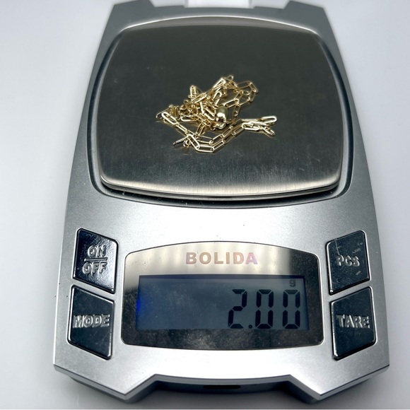 10K Yellow Gold 18” Paper Clip Chain 2mm Necklace Lobster Clasp 2g - New - Picture 6 of 6